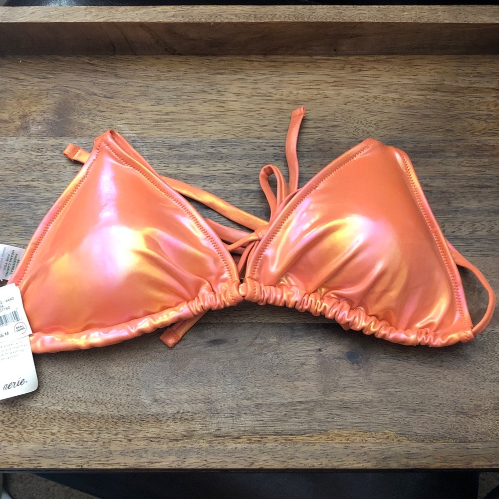 aerie Orange Iridescent Triangle Bikini Top